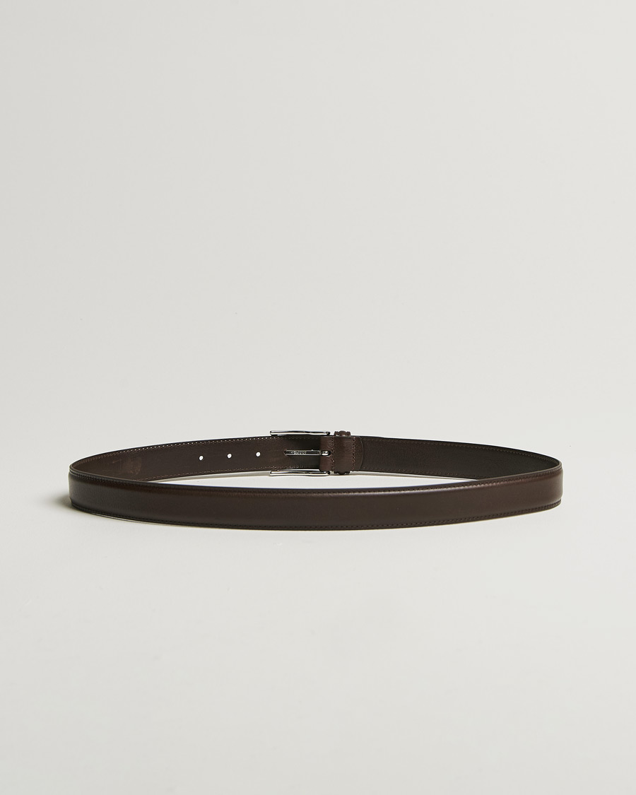 Men | Belts | Anderson's | Structure Leather Suit Belt 3 cm Dark Brown