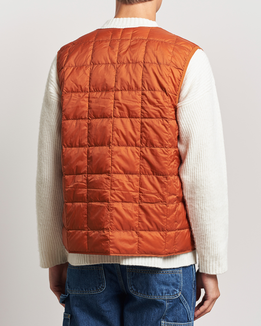Men | Coats & Jackets | TAION | V-Neck Lightweight Down Vest Brick Orange