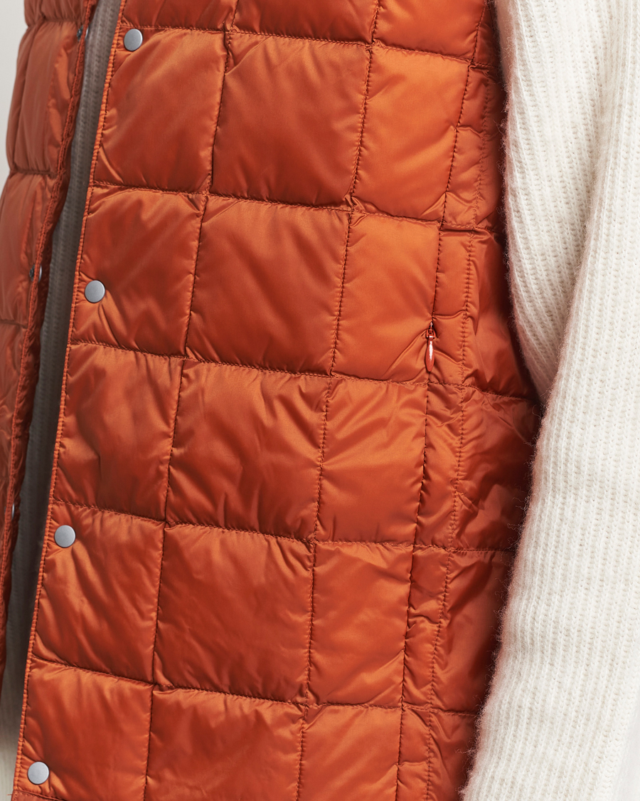 Men | Coats & Jackets | TAION | V-Neck Lightweight Down Vest Brick Orange