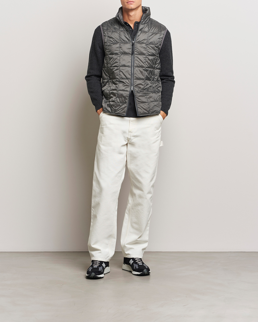 Men | Coats & Jackets | TAION | High Neck Full Zip Lightweight Down Vest Charcoal