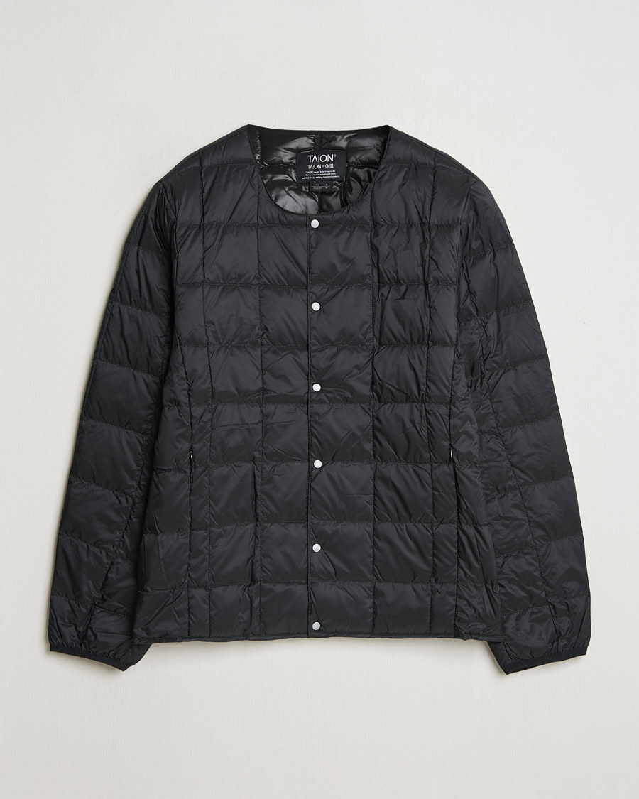 Men | Coats & Jackets | TAION | Crew Neck Button Down Jacket Black