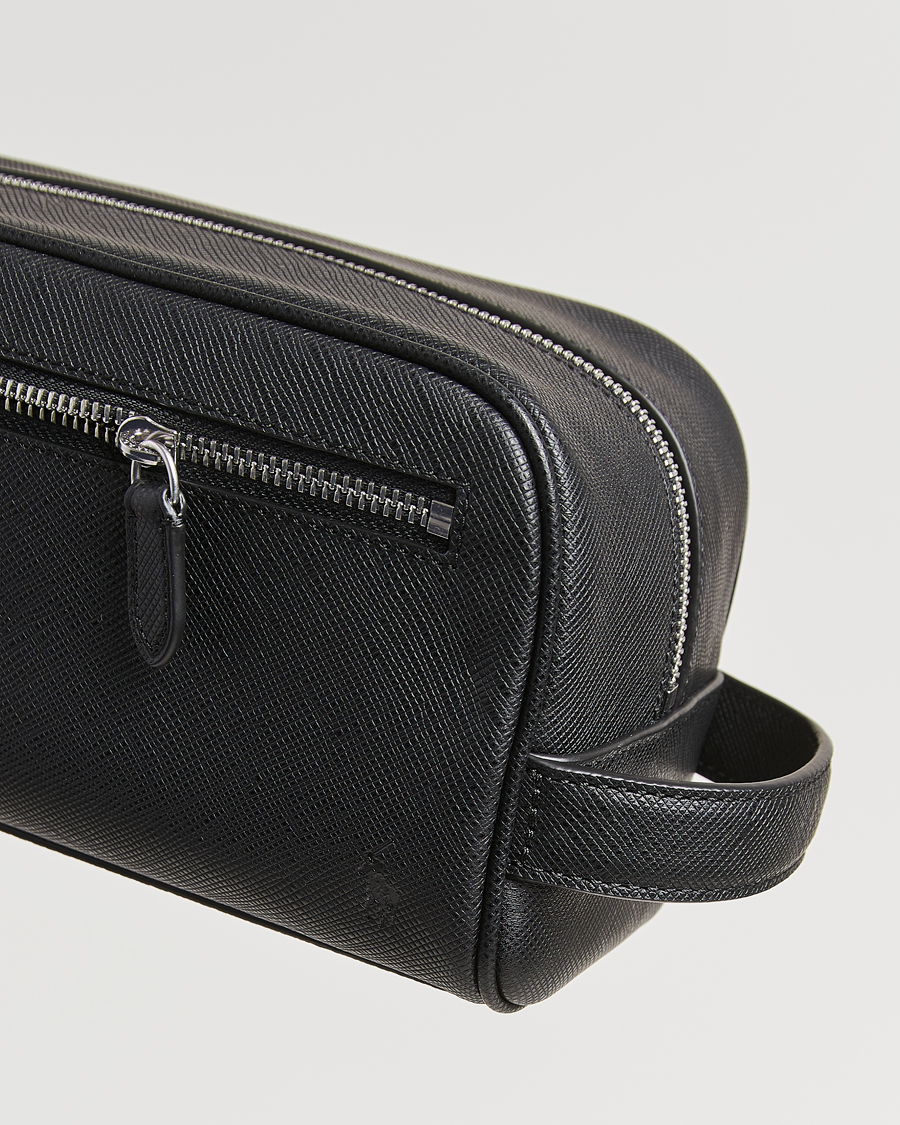 Men | Polo Ralph Lauren Saffiano Leather Washbag Black | Polo Ralph Lauren | Saffiano Leather Washbag Black