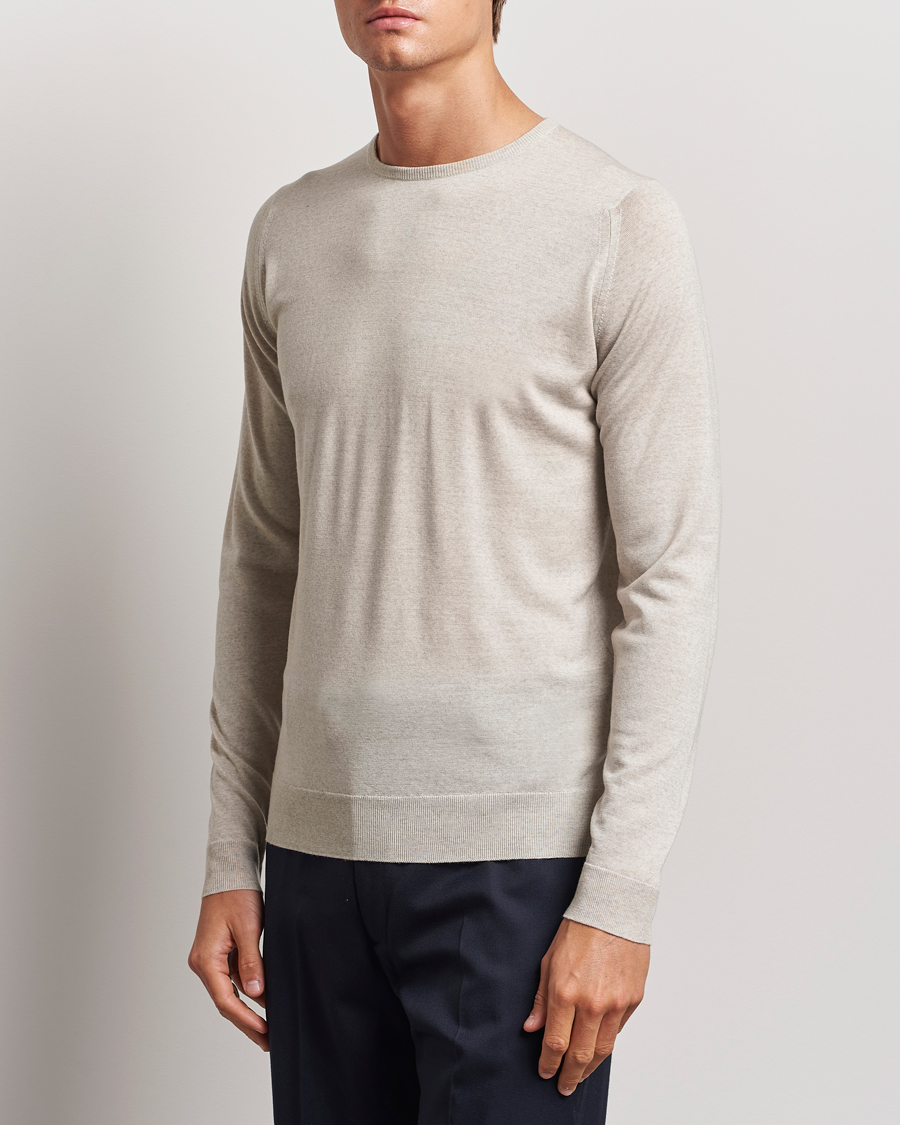 Men | Sweaters & Knitwear | John Smedley | Lundy Extra Fine Merino Crew Neck Grey Fleece