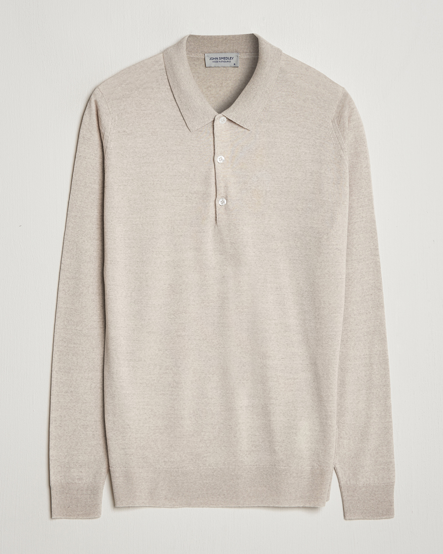 Men | Sweaters & Knitwear | John Smedley | Belper Extra Fine Merino Polo Pullover Grey Fleece