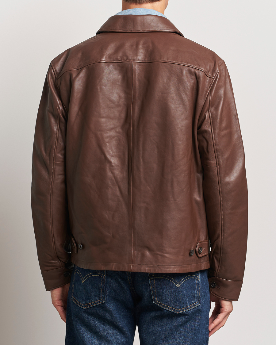 Men | Coats & Jackets | Polo Ralph Lauren | Maxwell Windbreaker Leather Jacket Bison Brown