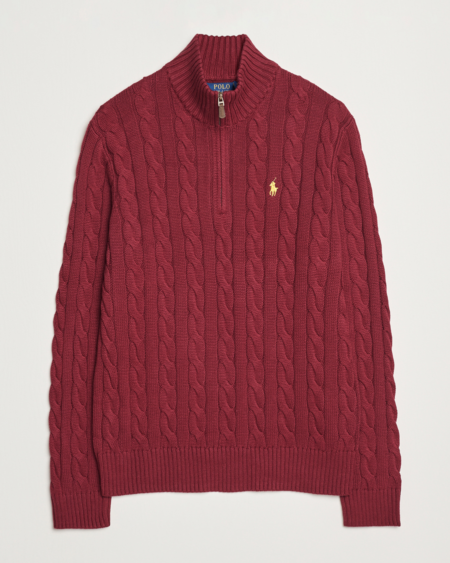 Men | Sweaters & Knitwear | Polo Ralph Lauren | Cotton Cable Half Zip Red Carpet