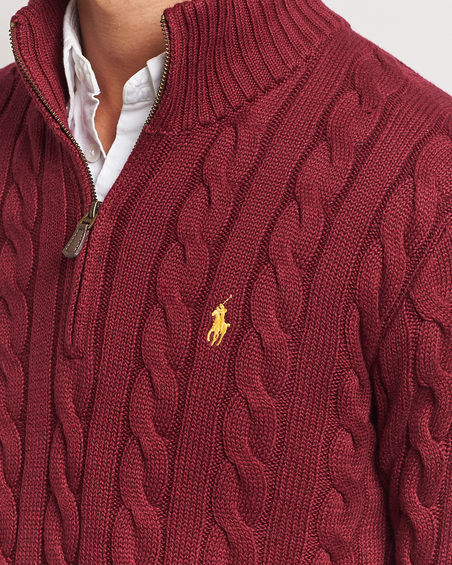 Men | Sweaters & Knitwear | Polo Ralph Lauren | Cotton Cable Half Zip Red Carpet