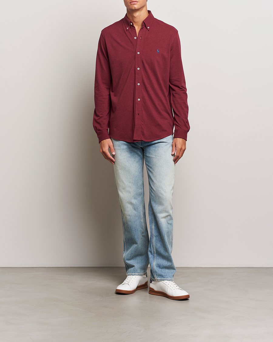 Men | Shirts | Polo Ralph Lauren | Featherweight Mesh Shirt Vintage Port Heather