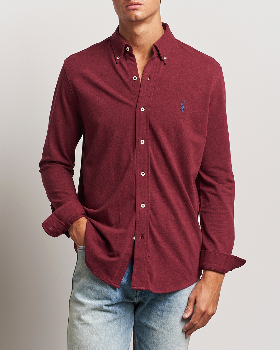 Men | Shirts | Polo Ralph Lauren | Featherweight Mesh Shirt Vintage Port Heather