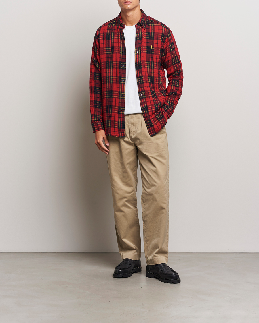 Men | Shirts | Polo Ralph Lauren | Custom Fit Double Faced Checked Shirt Red/Black