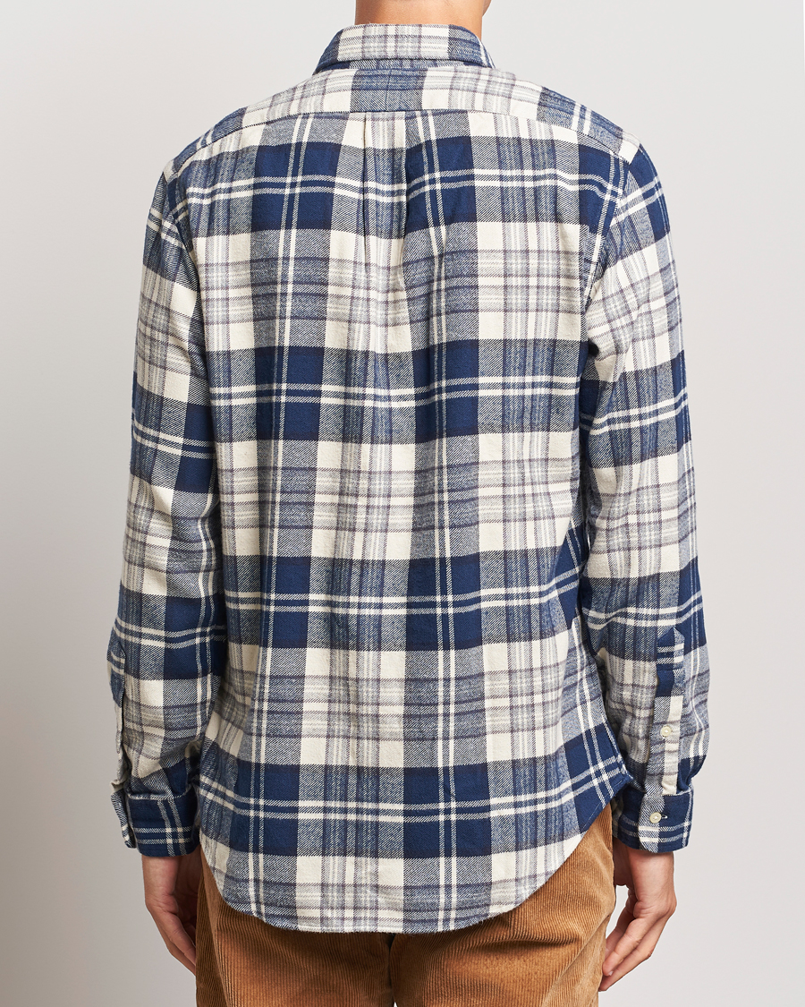 Men | Shirts | Polo Ralph Lauren | Custom Fit Brushed Flannel Checked Shirt Off White