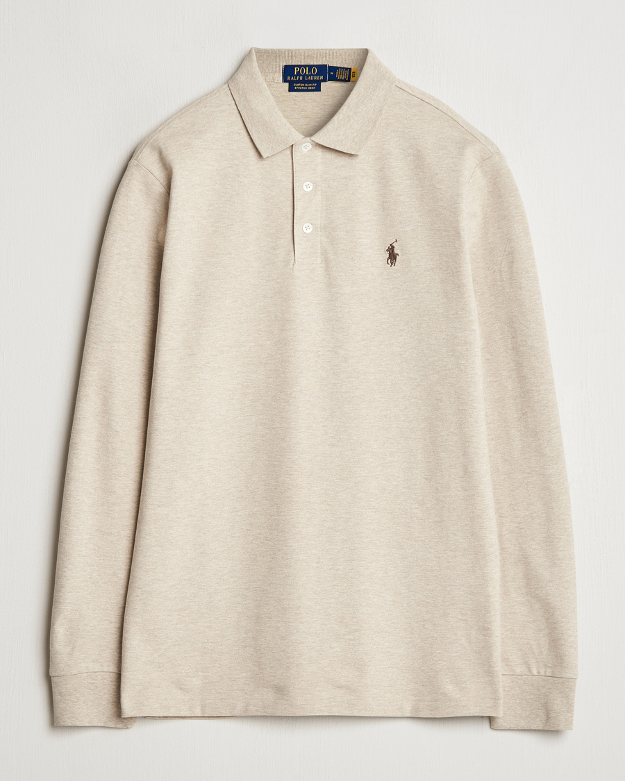 Men | Sweaters & Knitwear | Polo Ralph Lauren | Custom Slim Fit Long Sleeve Polo Expedition Dune Heather