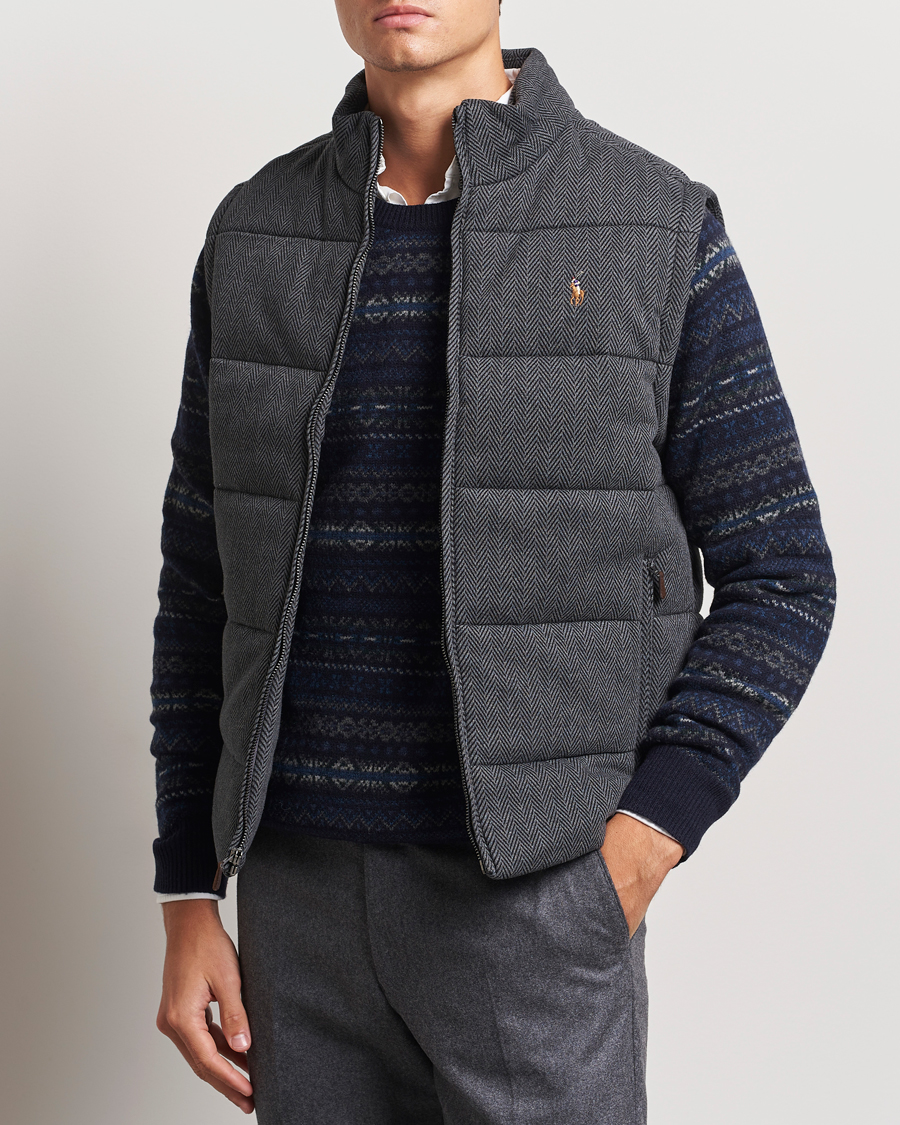 Men | Coats & Jackets | Polo Ralph Lauren | Quilted Vest Stadium Grey Heather Herringbone