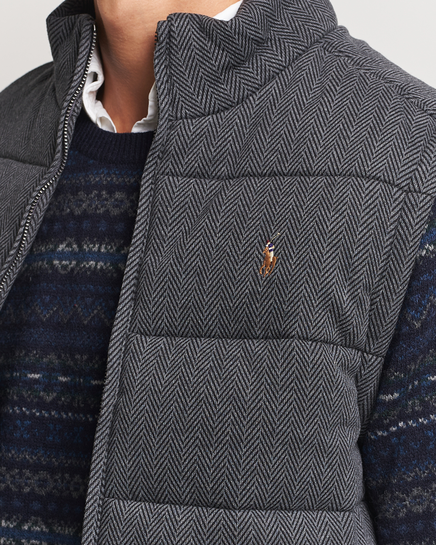 Men | Coats & Jackets | Polo Ralph Lauren | Quilted Vest Stadium Grey Heather Herringbone