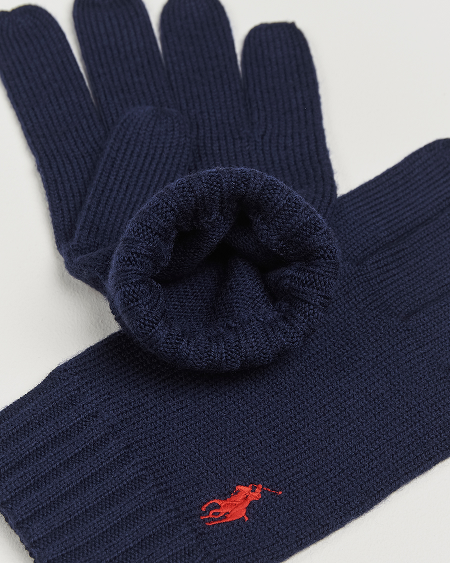 Men | Polo Ralph Lauren Merino Gloves Hunter Navy | Polo Ralph Lauren | Merino Gloves Hunter Navy