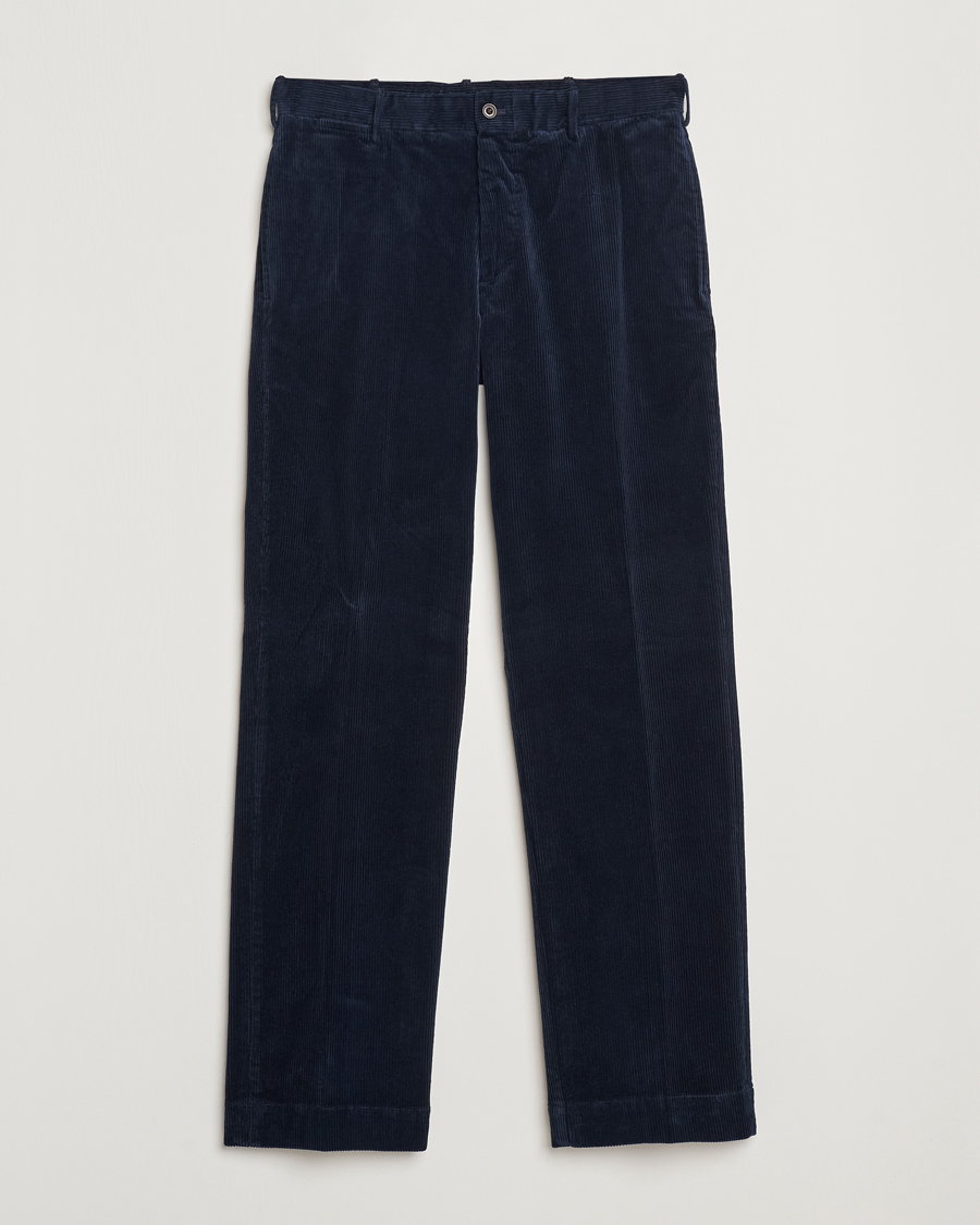 Men | Trousers | Polo Ralph Lauren | Corduroy Pleated Trousers Aviator Navy