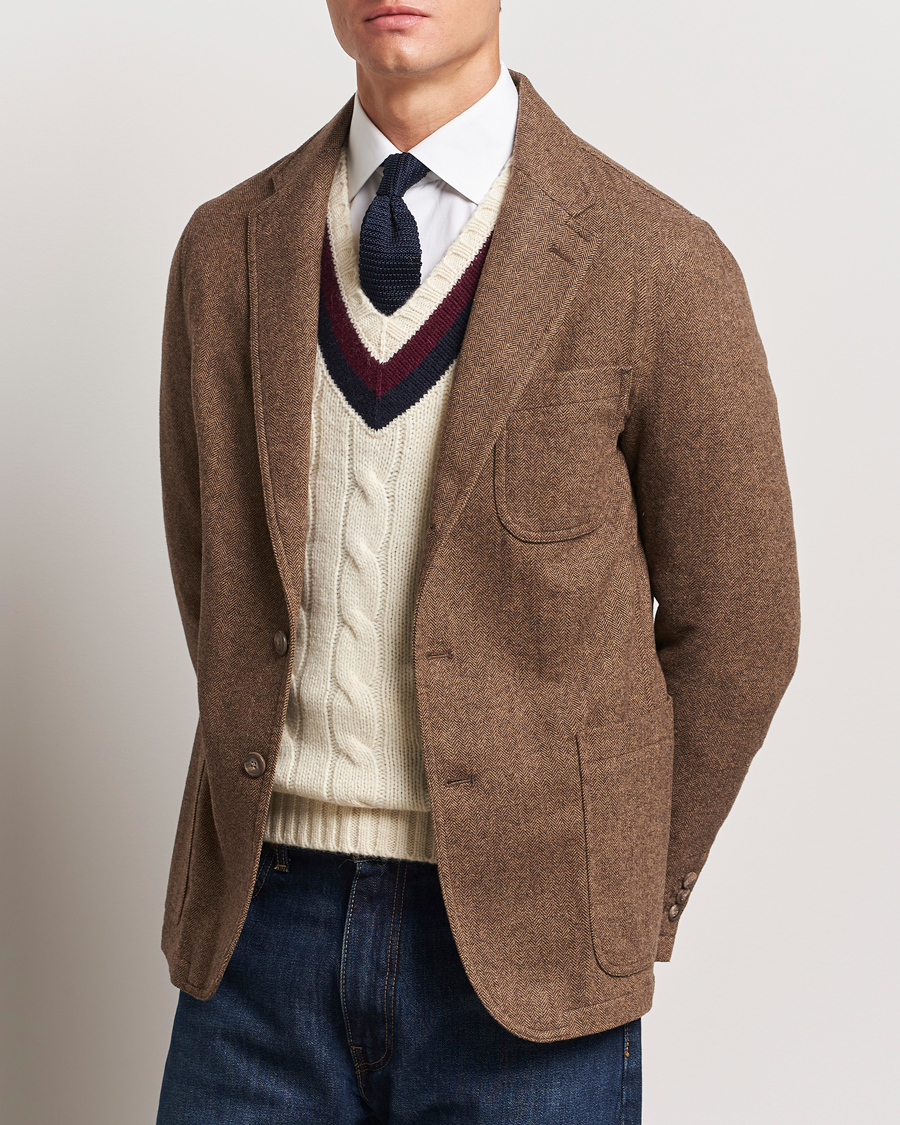 Men | Blazers | Polo Ralph Lauren | Classic Herringbone Sportcoat Brown/Tan
