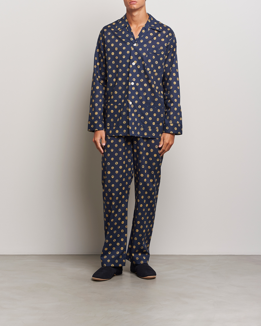 Men | Pyjamas & Robes | Derek Rose | Printed Cotton Pyjama Set Navy