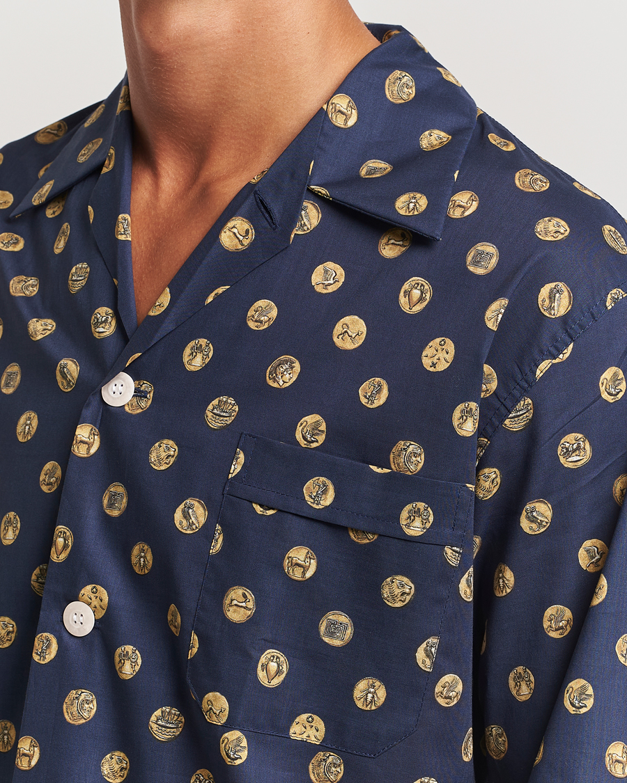 Men | Pyjamas & Robes | Derek Rose | Printed Cotton Pyjama Set Navy