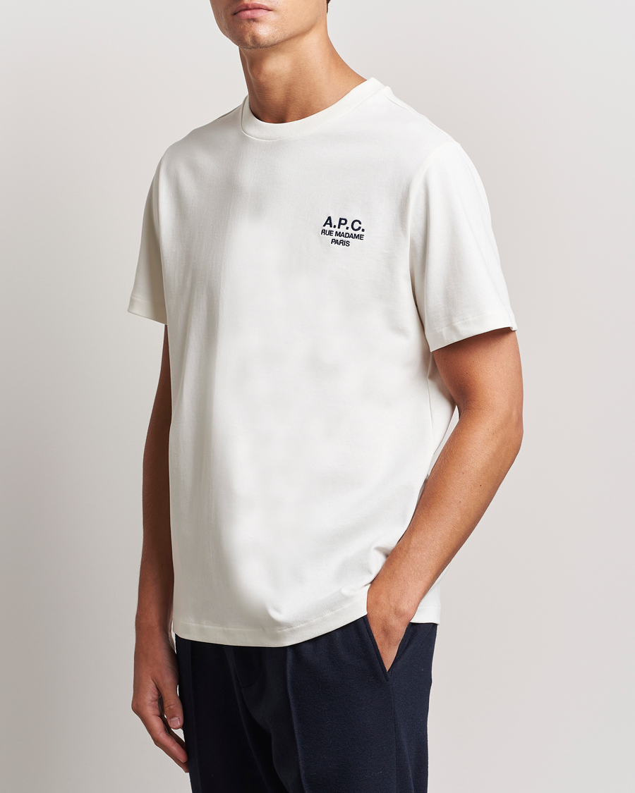 Men | T-Shirts | A.P.C. | Rue Madame T-Shirt White/Dark Navy