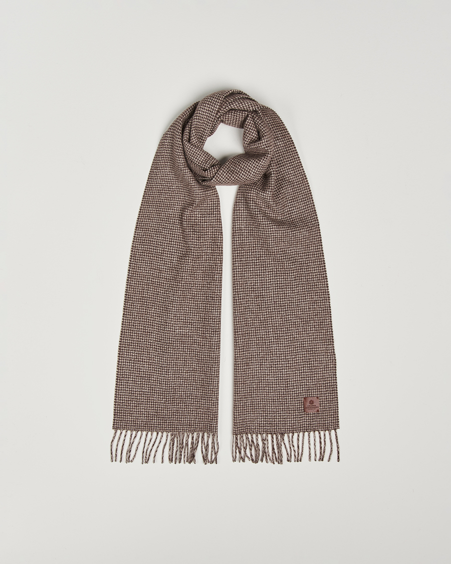Men | Amanda Christensen Merino Wool Dogtooth Scarf Beige Melange | Amanda Christensen | Merino Wool Dogtooth Scarf Beige Melange