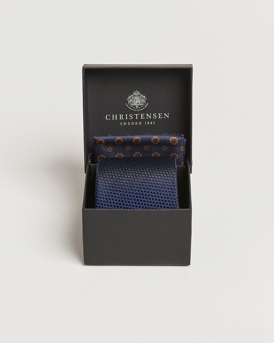 Men | Amanda Christensen Box Set Silk 8 cm Tie And Pocket Square Navy | Amanda Christensen | Box Set Silk 8 cm Tie And Pocket Square Navy