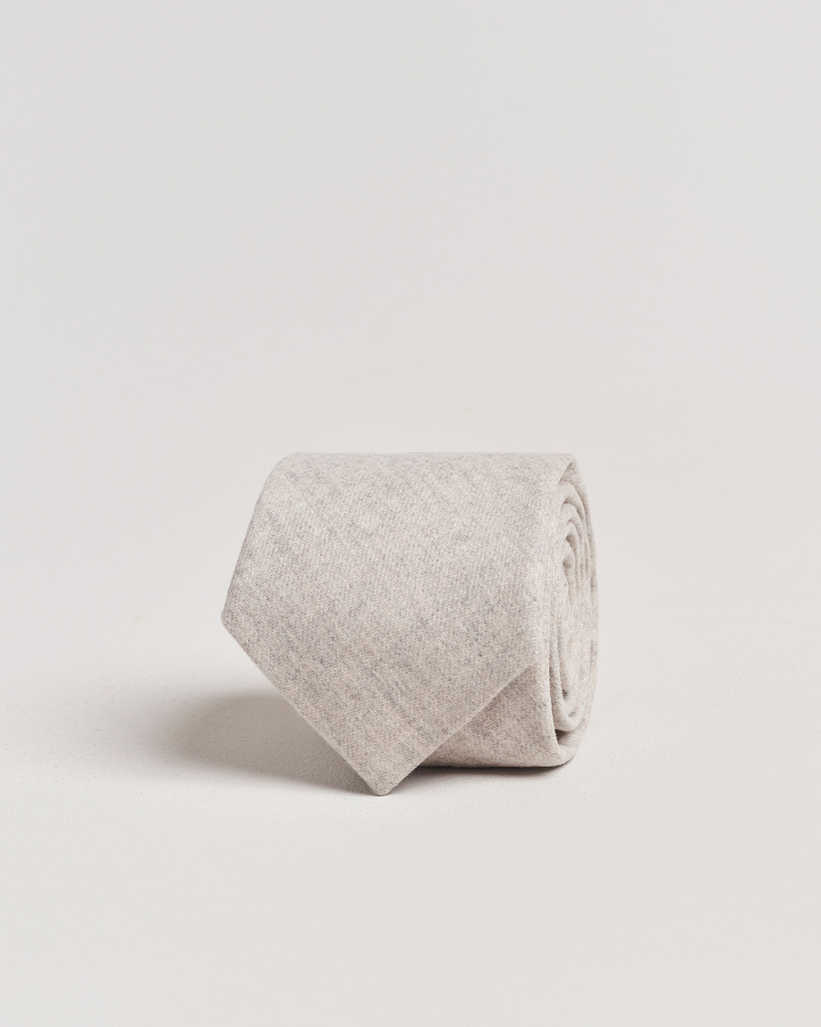 Men | Amanda Christensen Wool Flannel 8cm Tie Light Beige | Amanda Christensen | Wool Flannel 8cm Tie Light Beige