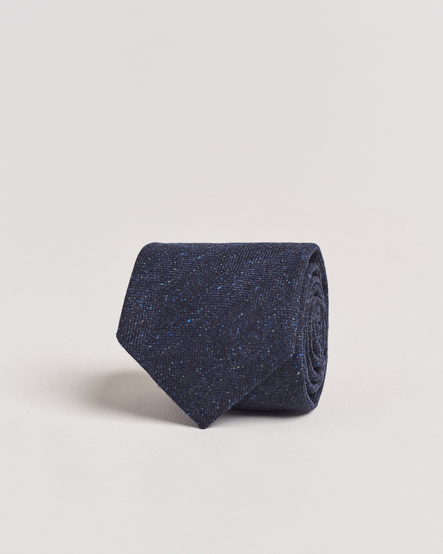 Men | Amanda Christensen Wool Donegal 8cm Tie Navy | Amanda Christensen | Wool Donegal 8cm Tie Navy