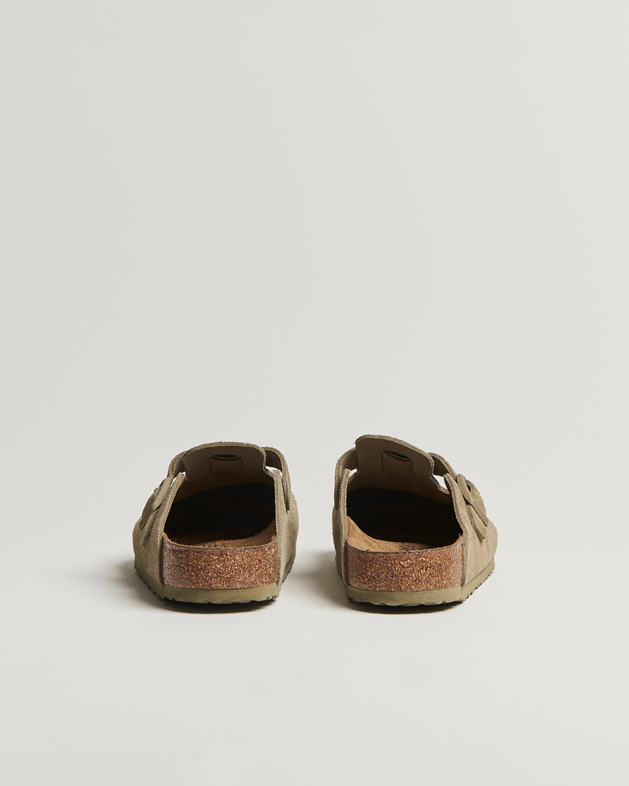 BIRKENSTOCK Boston Classic Footbed Faded Khaki Suede at CareOfCarl.com