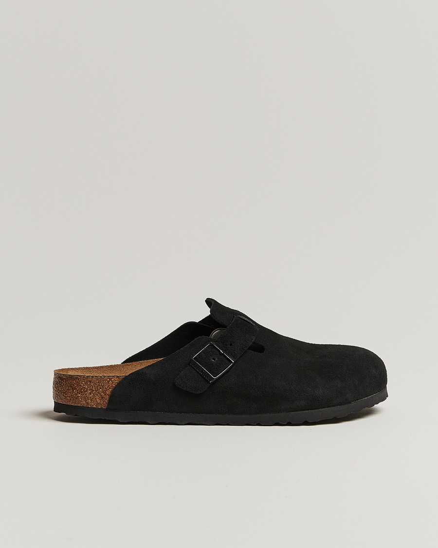 Men | Sandals & Slides | BIRKENSTOCK | Boston Soft Footbed Black Suede