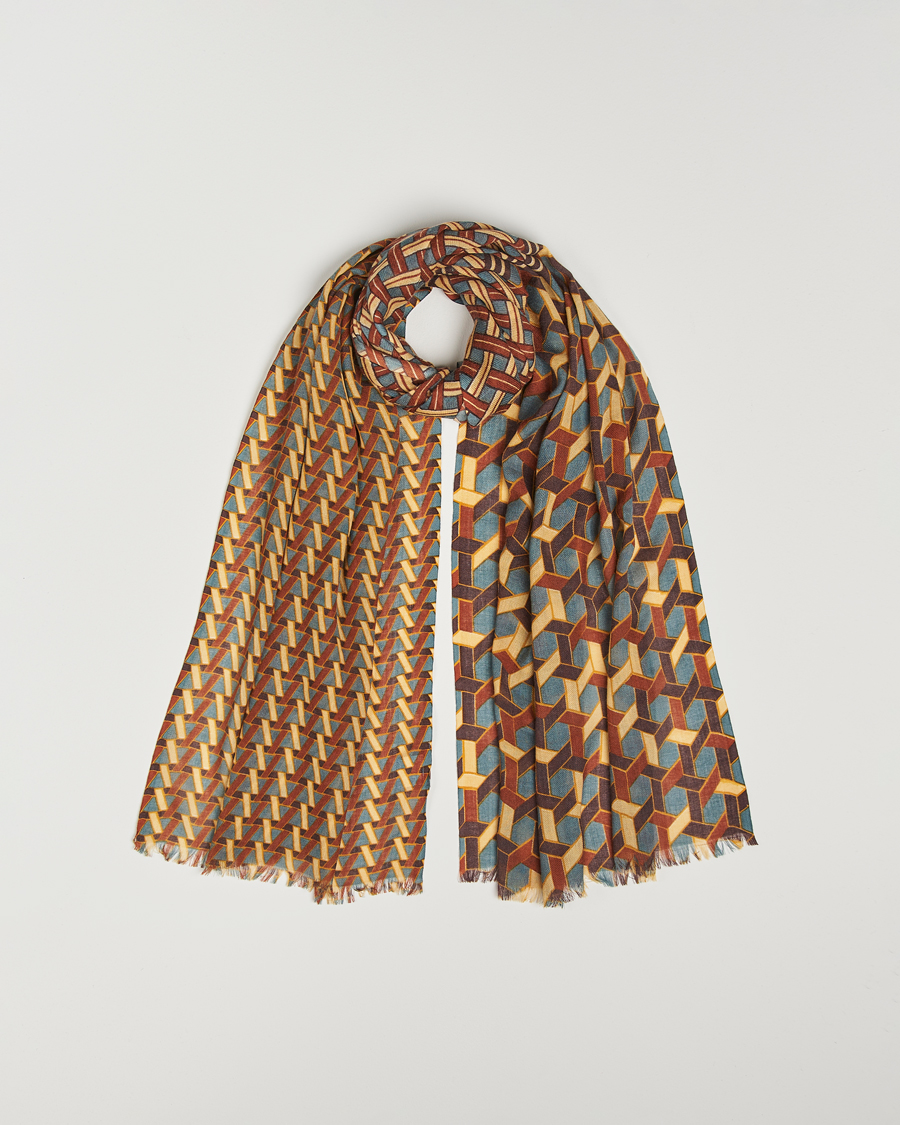 Men | Altea Printed Wool Scarf Orange | Altea | Printed Wool Scarf Orange