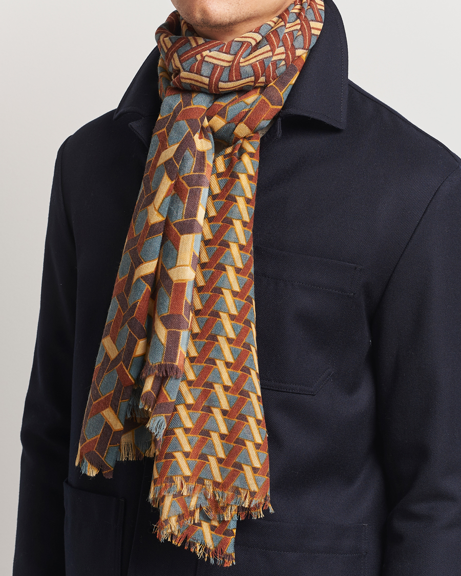 Men | Altea Printed Wool Scarf Orange | Altea | Printed Wool Scarf Orange