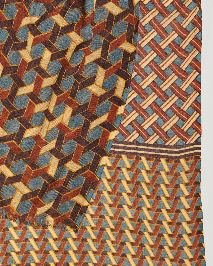 Men | Altea Printed Wool Scarf Orange | Altea | Printed Wool Scarf Orange