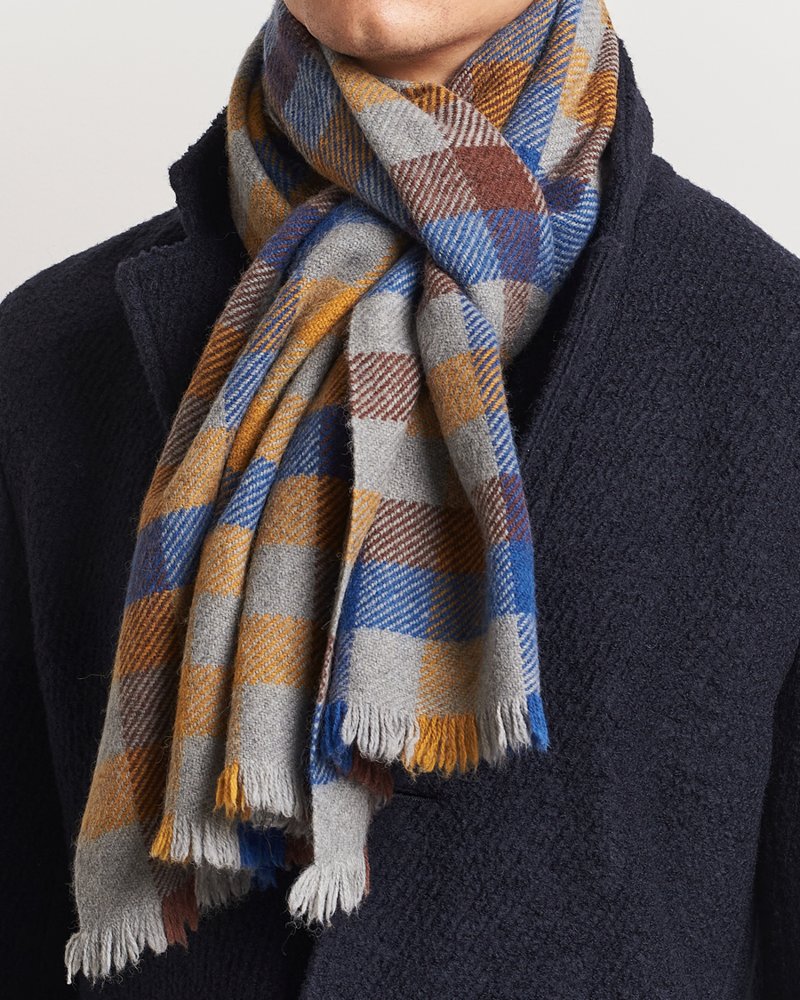 Men | Altea Check Wool Scarf Yellow/Beige | Altea | Check Wool Scarf Yellow/Beige
