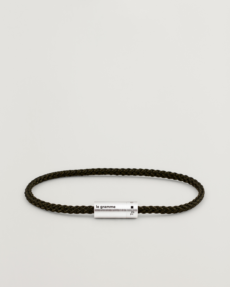 Men | Jewellery | LE GRAMME | Nato Cable Brushed Bracelet Khaki/Sterling Silver