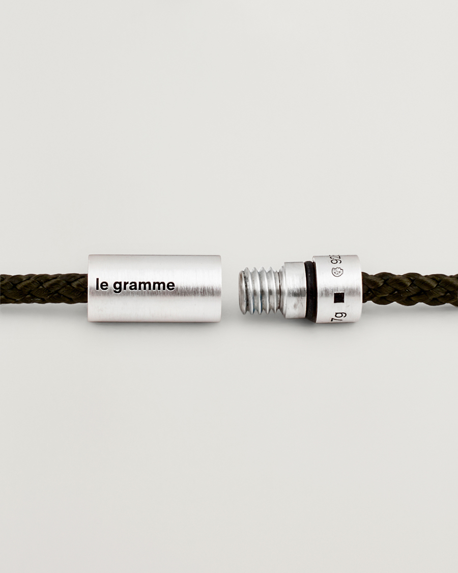 Men | Jewellery | LE GRAMME | Nato Cable Brushed Bracelet Khaki/Sterling Silver