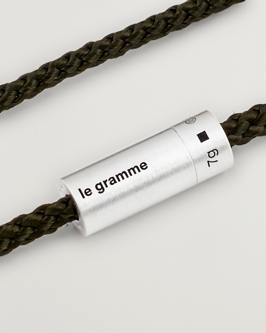 Men | Jewellery | LE GRAMME | Nato Cable Brushed Bracelet Khaki/Sterling Silver