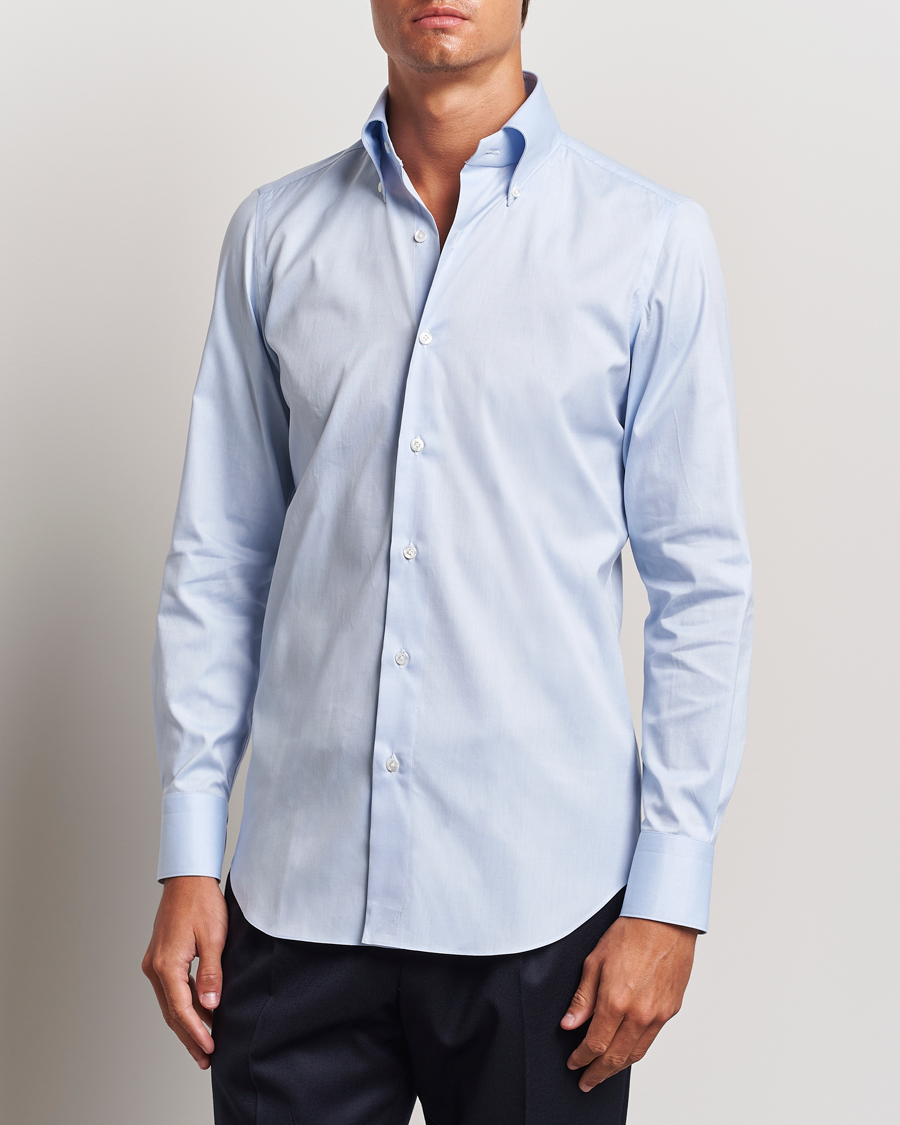 Men | Shirts | Finamore Napoli | Milano Slim Oxford Button Down Shirt Light Blue