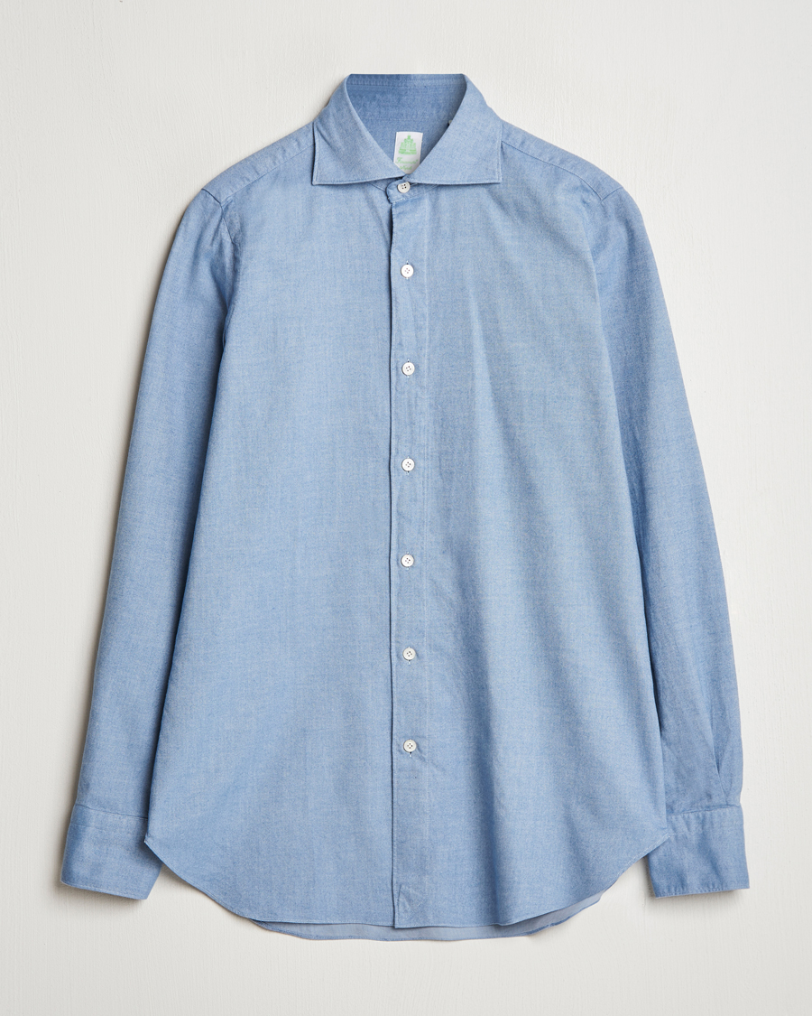 Men | Shirts | Finamore Napoli | Gaeta Flannel Shirt Light Blue