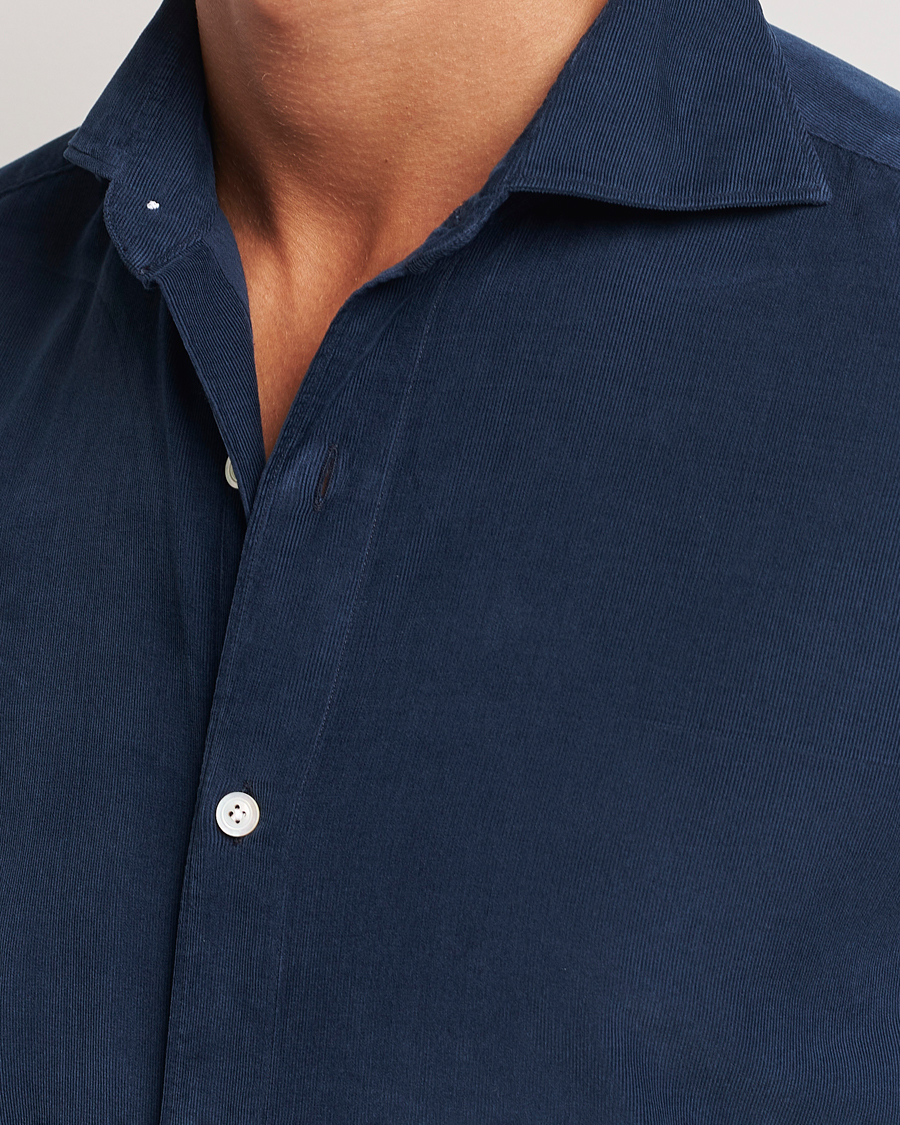 Men | Shirts | Finamore Napoli | Gaeta Corduroy Shirt Navy