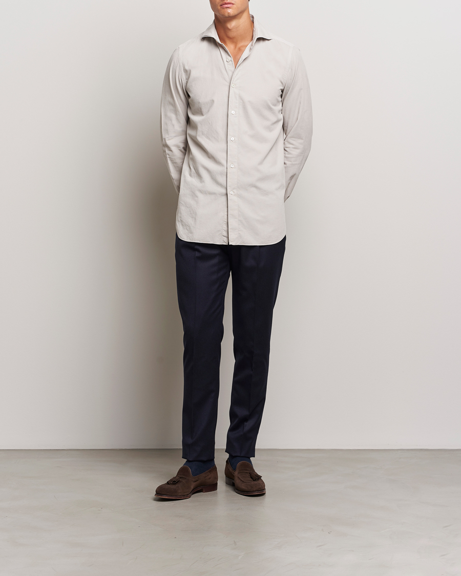 Men | Shirts | Finamore Napoli | Gaeta Corduroy Shirt Light Beige