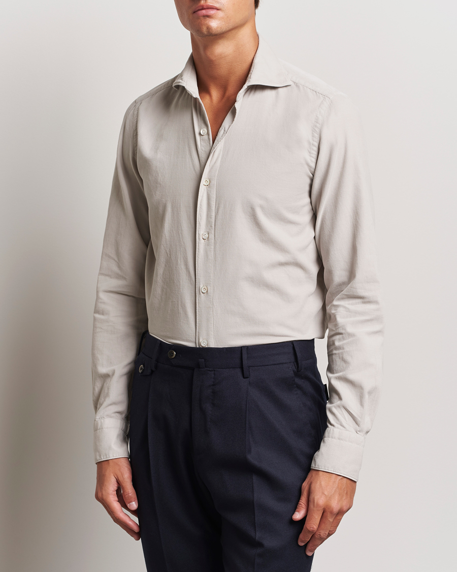 Men | Shirts | Finamore Napoli | Gaeta Corduroy Shirt Light Beige