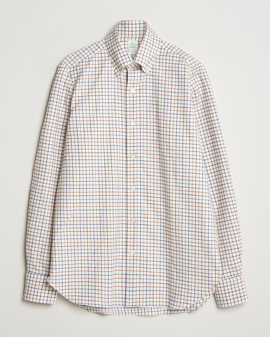 Men | Shirts | Finamore Napoli | Gaeta Flannel Shirt Beige Check