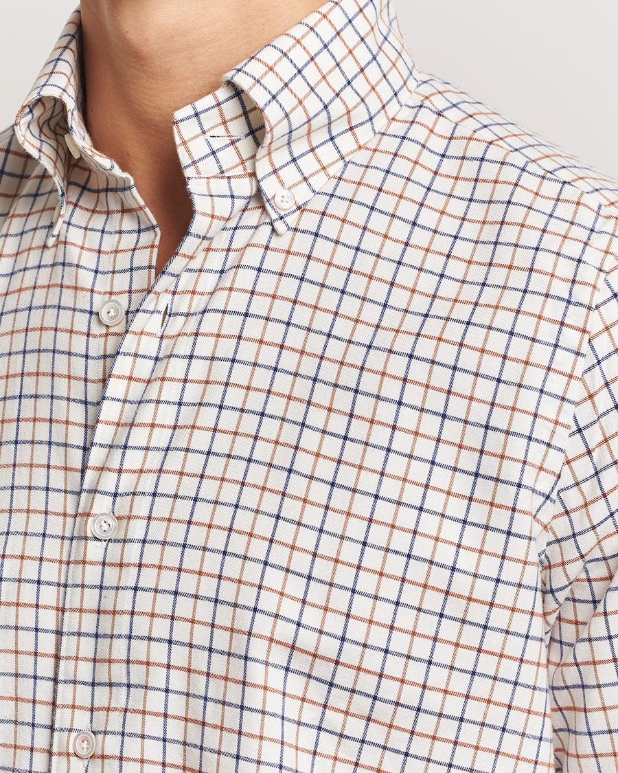 Men | Shirts | Finamore Napoli | Gaeta Flannel Shirt Beige Check