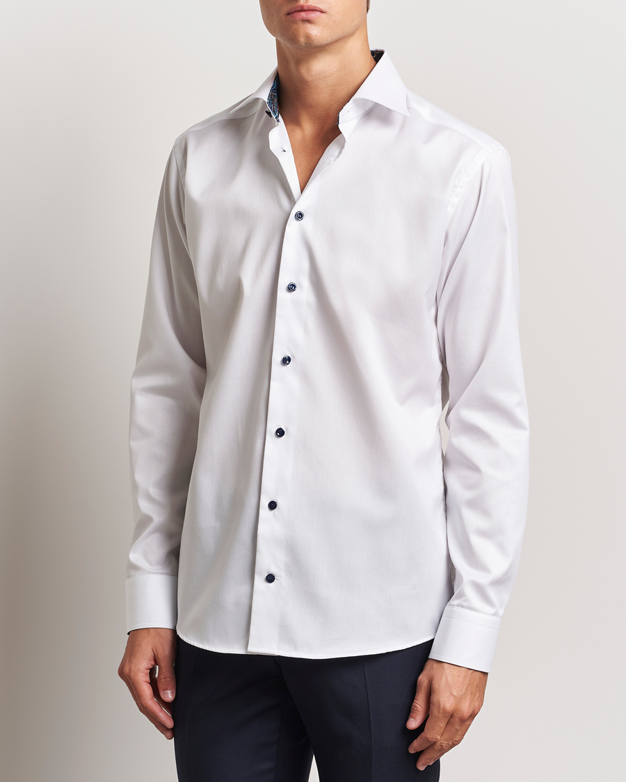 Men | Shirts | Eton | Slim Fit Signature Twill Contrast Shirt White