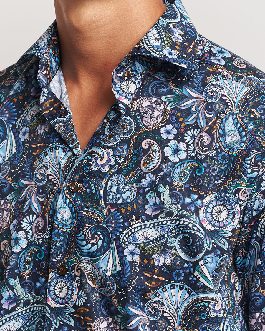 Men | Shirts | Eton | Slim Fit Signature Twill Printed Shirt Navy