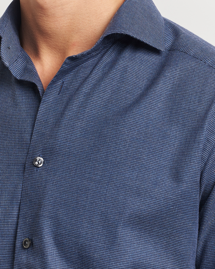 Men | Shirts | Eton | Slim Fit Wrinkle Free Flannel Pepita Shirt Blue