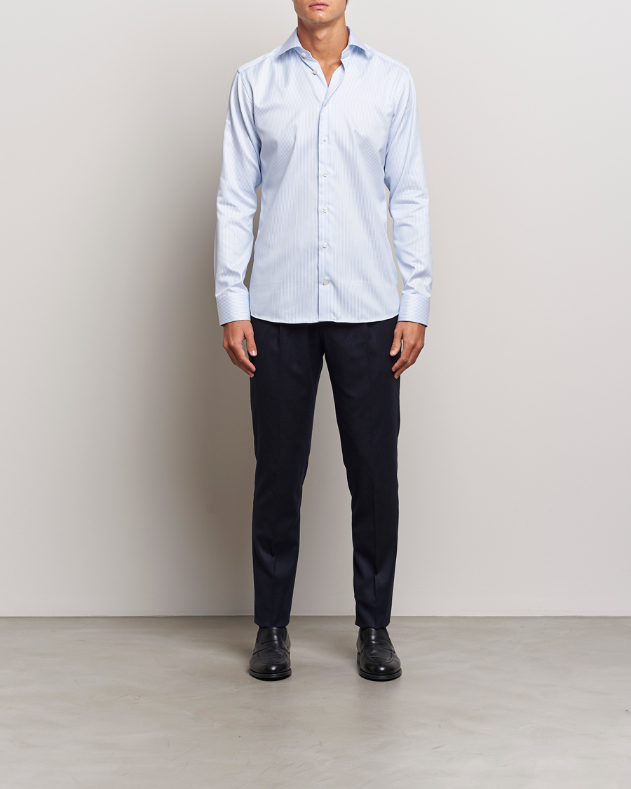 Men | Shirts | Eton | Slim Fit Signature Twill Striped Shirt Blue/White