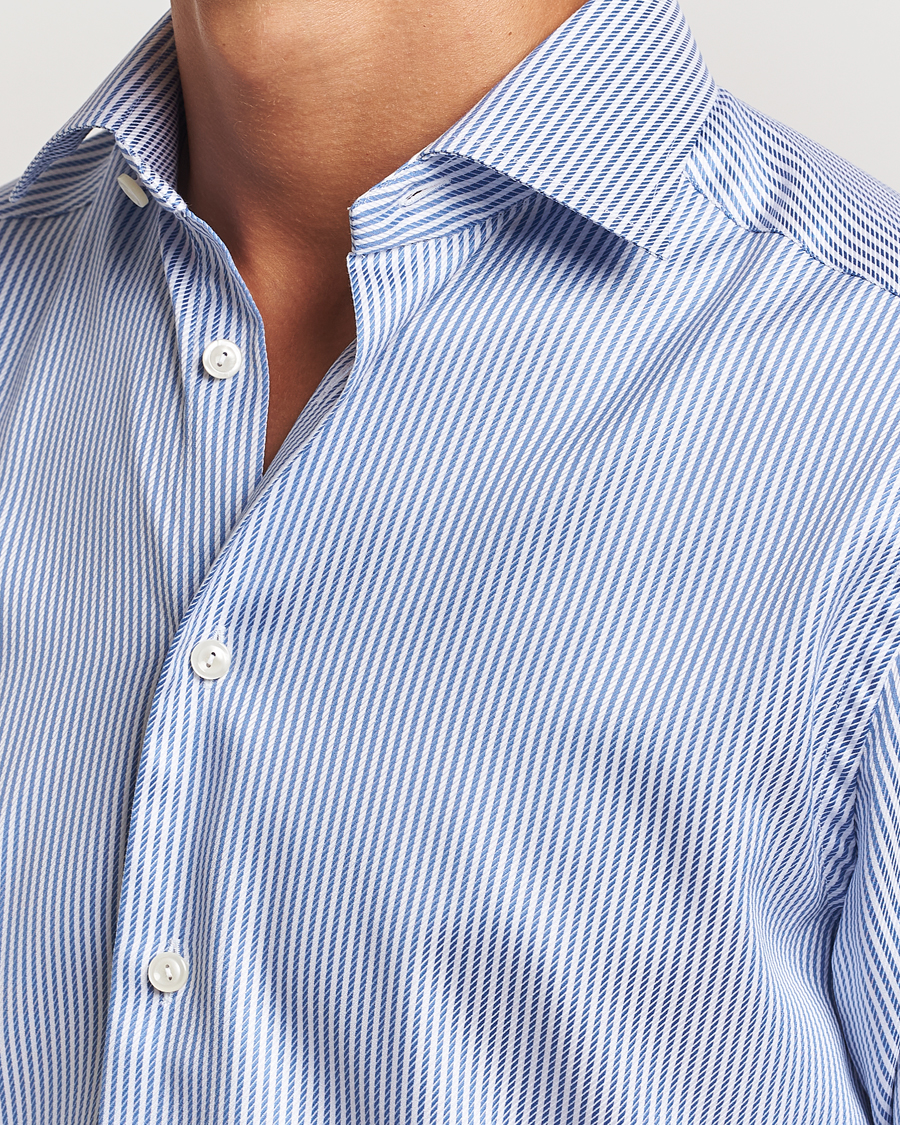 Men | Shirts | Eton | Slim Fit Signature Twill Striped Shirt Blue/White