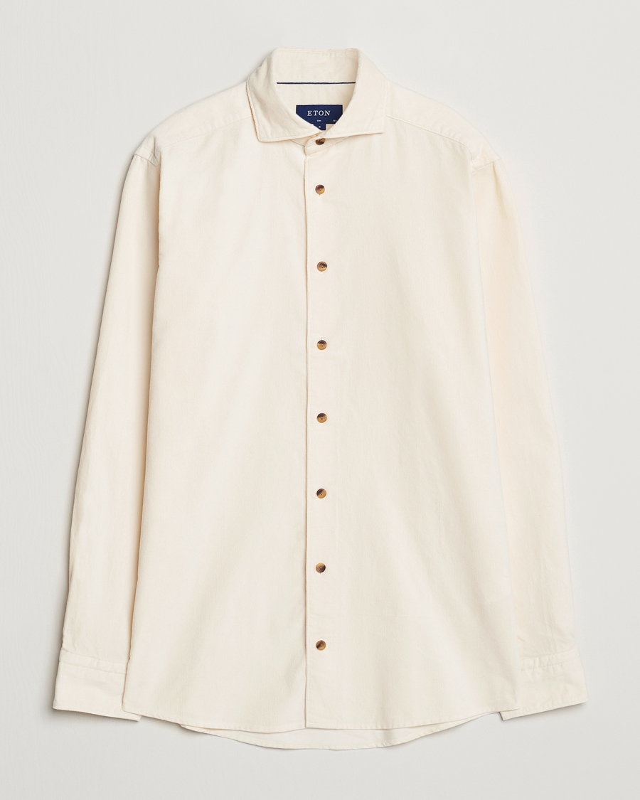 Men | Shirts | Eton | Slim Fit Fine Wale Corduroy Shirt Off White